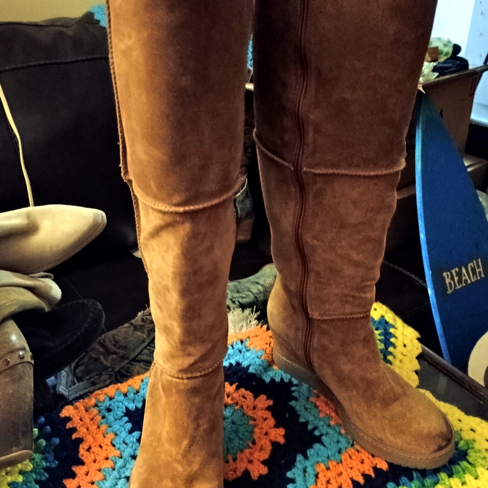 Sofft Tan Suede Knee-High Boots - Picture 2 of 11